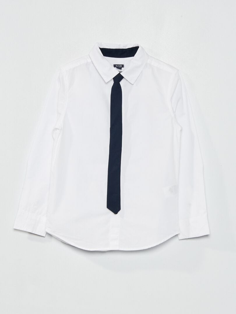 Conjunto de camisa de algodón + corbata Blanco - Kiabi