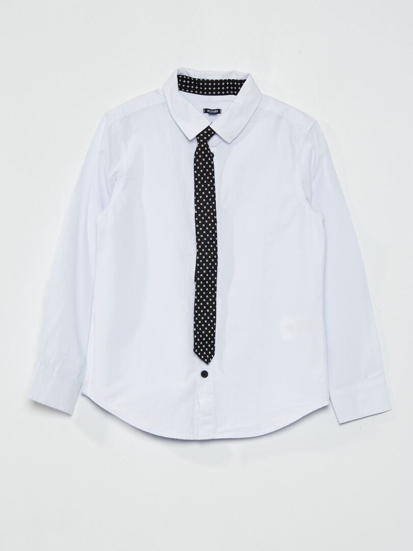 Conjunto de camisa de algodón + corbata NEGRO - Kiabi