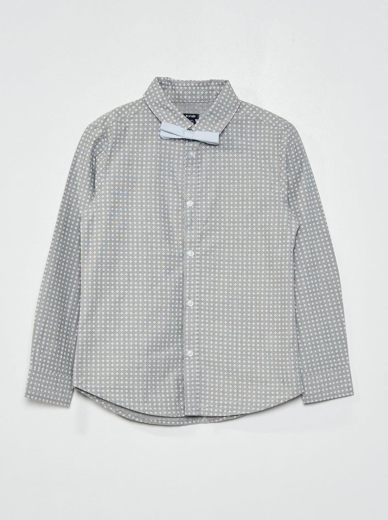 Conjunto de camisa de algodón + pajarita AZUL - Kiabi