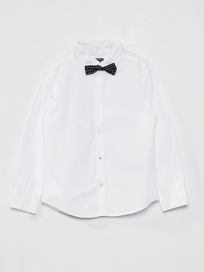 Conjunto de camisa de algodón + pajarita BLANCO - Kiabi