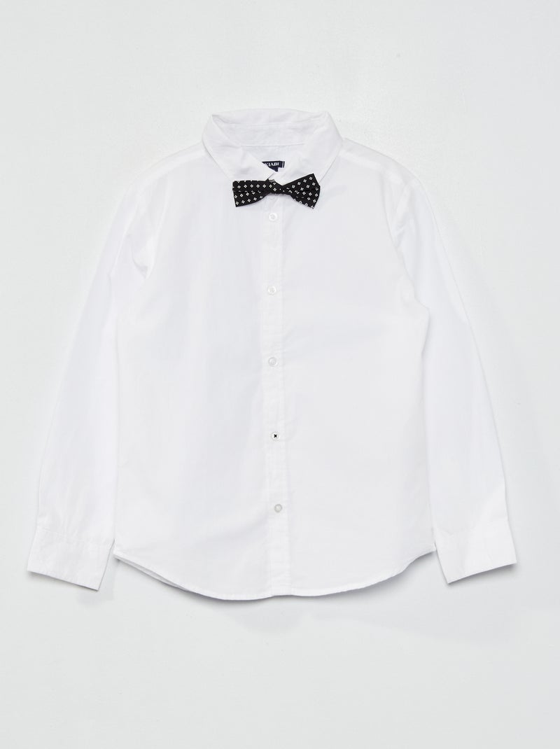 Conjunto de camisa de algodón + pajarita BLANCO - Kiabi
