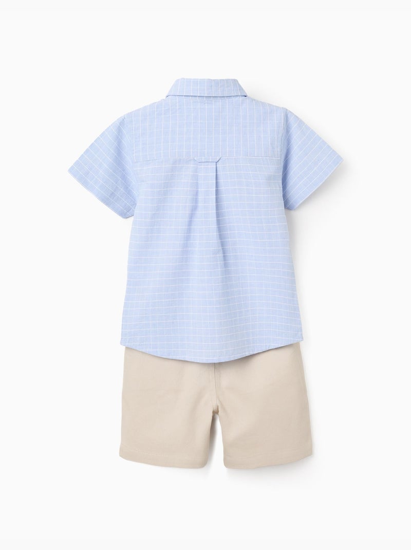 Conjunto de camisa de manga corta y bermudas de algodón Beige claro - Kiabi