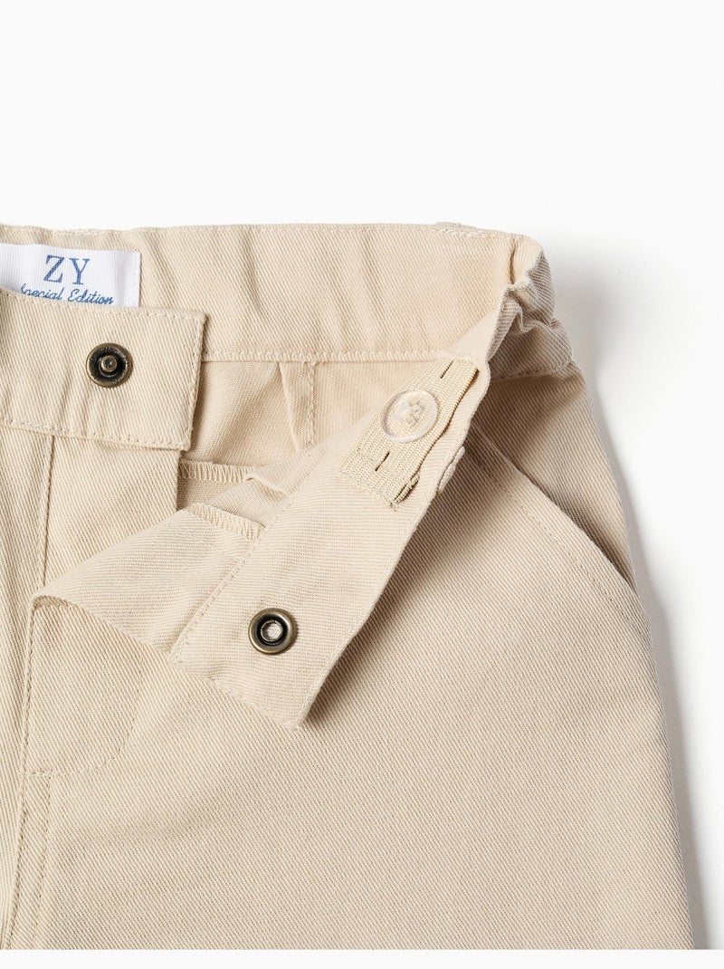 Conjunto de camisa de manga corta y bermudas de algodón Beige claro - Kiabi