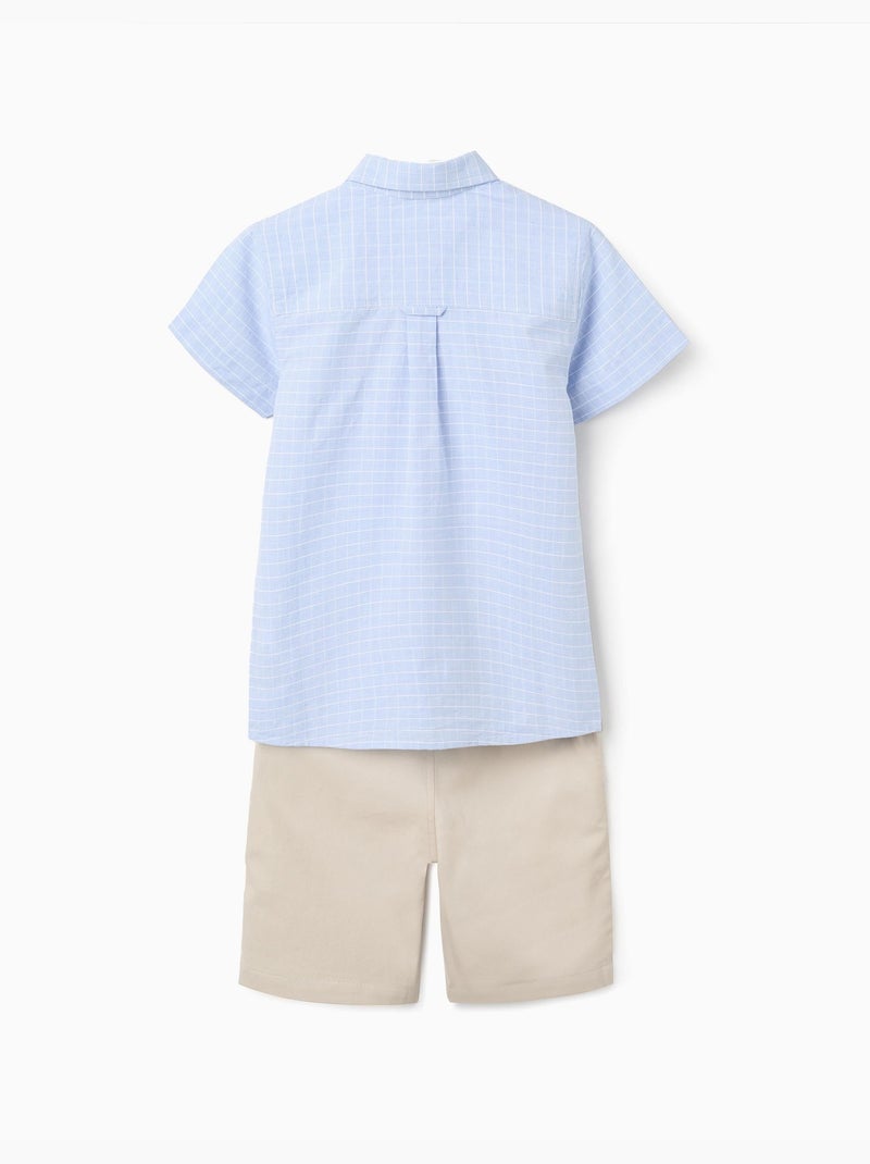 Conjunto de camisa de manga corta y bermudas de algodón Beige claro - Kiabi