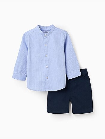 Conjunto de camisa de manga larga y bermudas de algodón