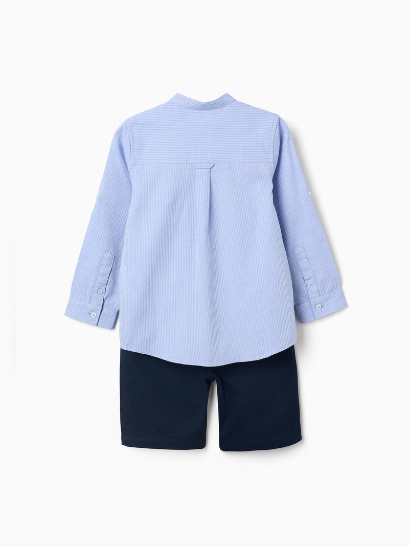 Conjunto de camisa de manga larga y bermudas de algodón Azul Azul - Kiabi