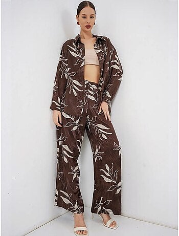 Conjunto de camisa floral de viscosa y pantalón de pernera ancha bdart