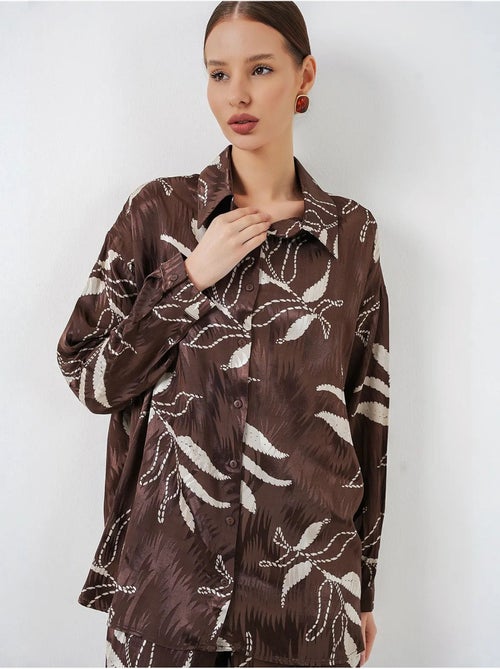 Conjunto de camisa floral de viscosa y pantalón de pernera ancha bdart - Kiabi