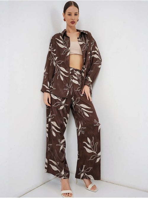 Conjunto de camisa floral de viscosa y pantalón de pernera ancha bdart - Kiabi