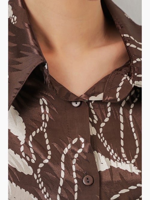 Conjunto de camisa floral de viscosa y pantalón de pernera ancha bdart - Kiabi