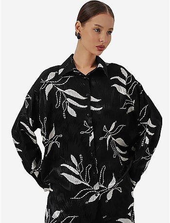 Conjunto de camisa floral de viscosa y pantalón de pernera ancha bdart