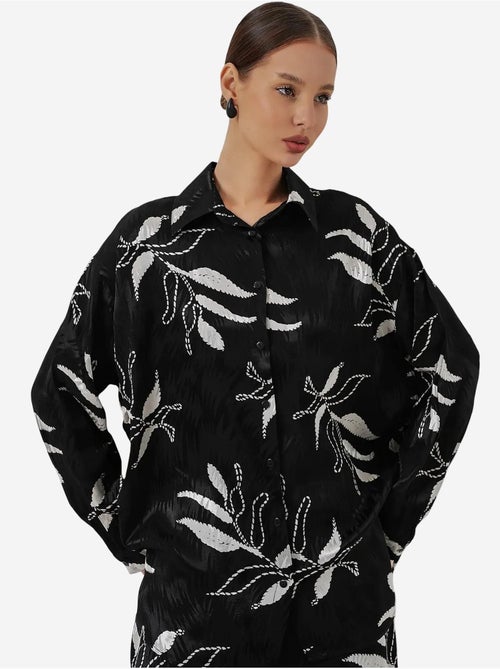 Conjunto de camisa floral de viscosa y pantalón de pernera ancha bdart - Kiabi