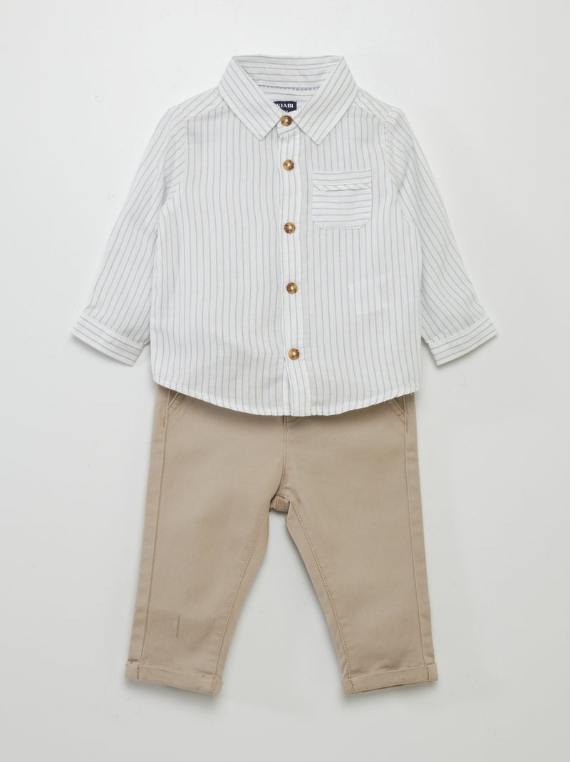 Conjunto de camisa + pantalón - 2 piezas BLANCO - Kiabi