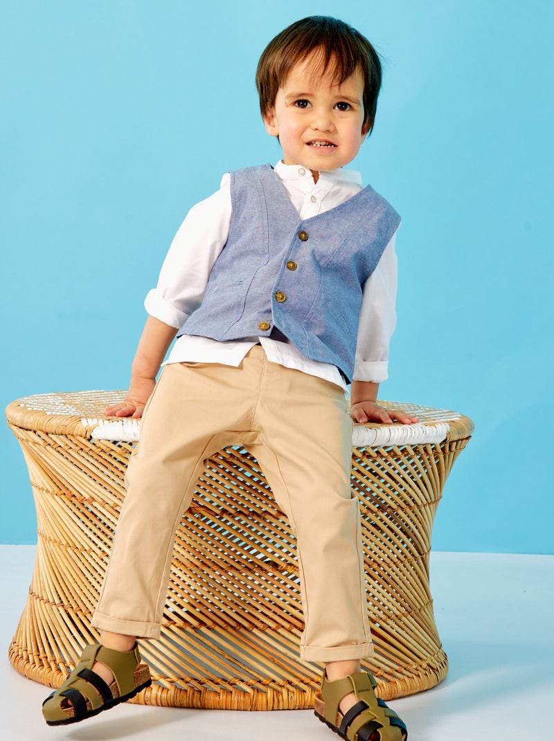 Conjunto de camisa + pantalón + chaleco AZUL - Kiabi