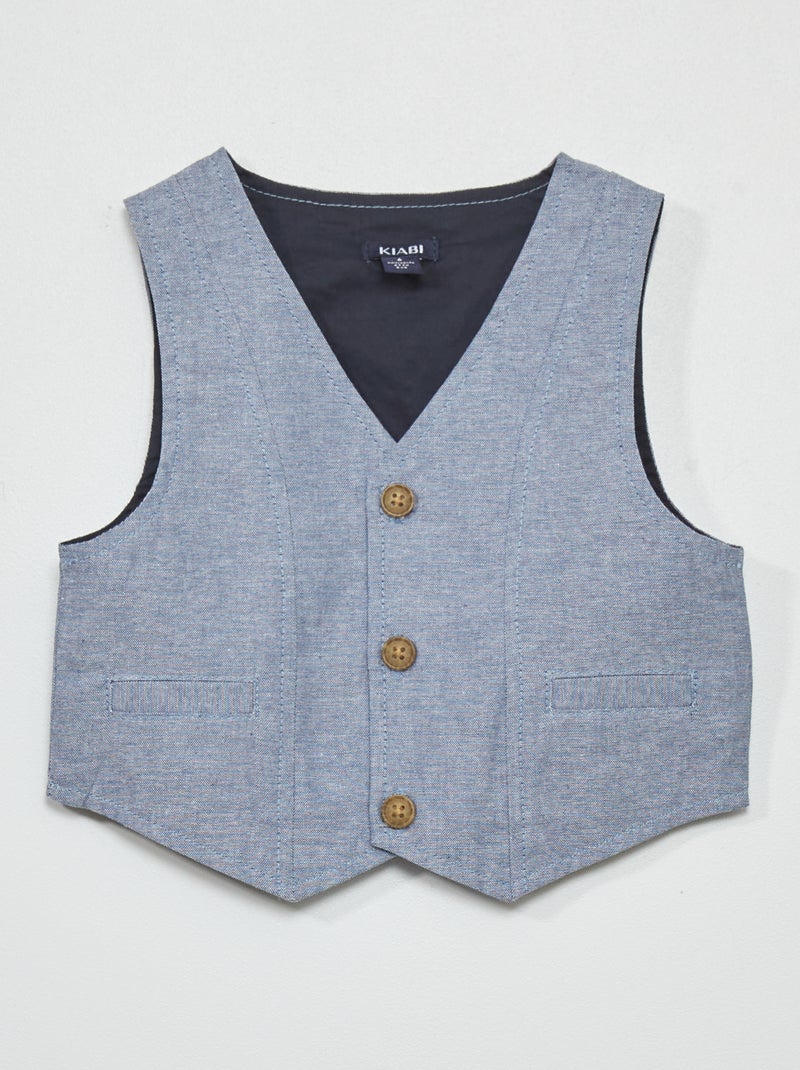 Conjunto de camisa + pantalón + chaleco AZUL - Kiabi