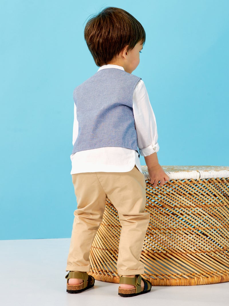 Conjunto de camisa + pantalón + chaleco AZUL - Kiabi