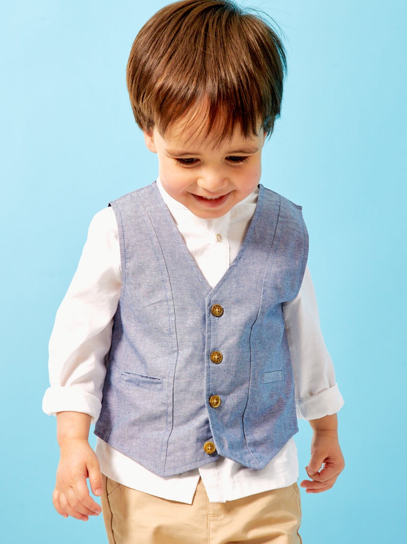 Conjunto de camisa + pantalón + chaleco AZUL - Kiabi