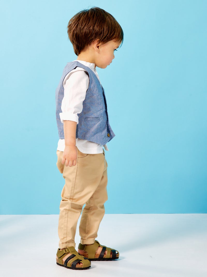 Conjunto de camisa + pantalón + chaleco AZUL - Kiabi