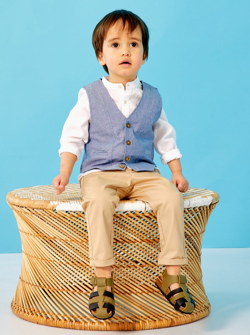 Conjunto de camisa + pantalón + chaleco AZUL - Kiabi