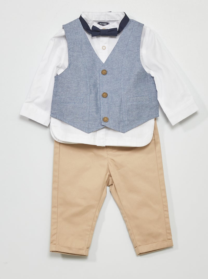 Conjunto de camisa + pantalón + chaleco AZUL - Kiabi