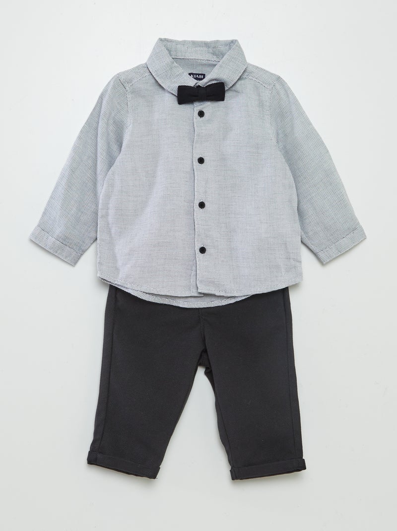 Conjunto de camisa + pantalón + pajarita - 3 piezas negro - Kiabi