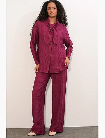 Conjunto de camisa texturizada y pantalón de pernera ancha bdart