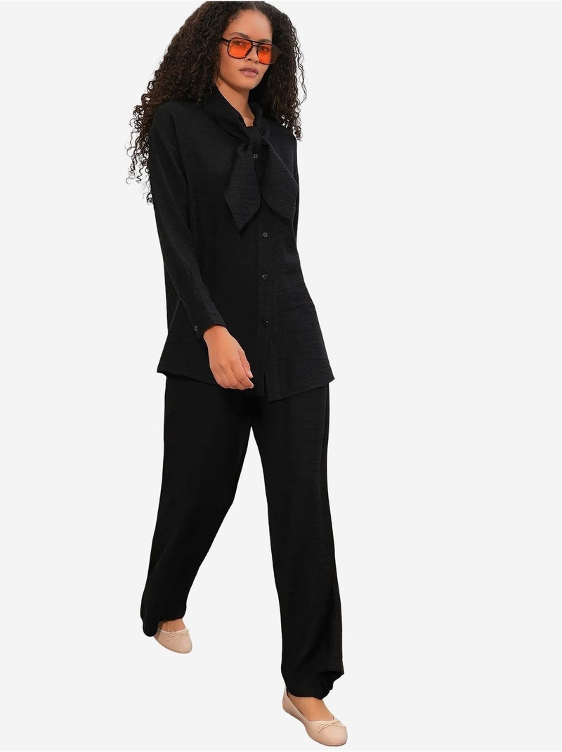 Conjunto de camisa texturizada y pantalón de pernera ancha bdart Negro - Kiabi