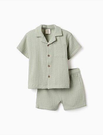 Conjunto de camisa y bermudas de algodón
