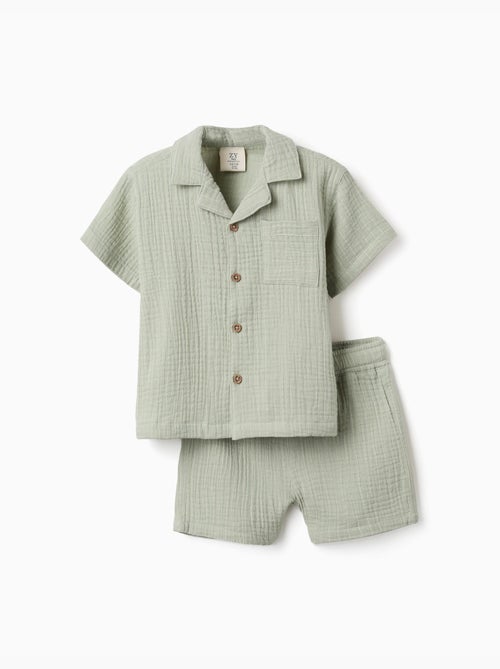 Conjunto de camisa y bermudas de algodón - Kiabi Conjunto de camisa y bermudas de algodón - Kiabi