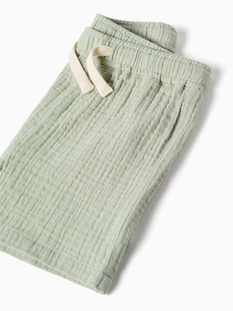 Conjunto de camisa y bermudas de algodón Verde claro - Kiabi