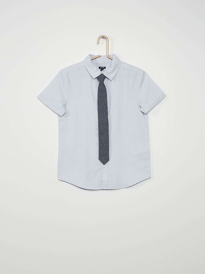 Conjunto de camisa y corbata azul gris - Kiabi