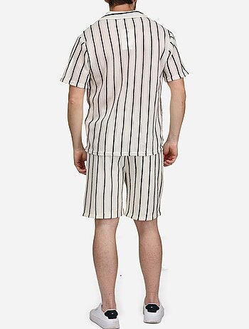 Conjunto de camisa y pantalón corto a rayas - Frilivin