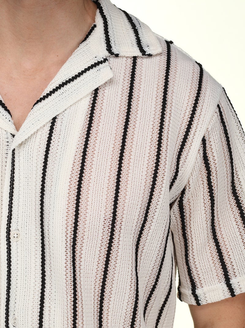 Conjunto de camisa y pantalón corto a rayas - Frilivin Blanco Negro - Kiabi
