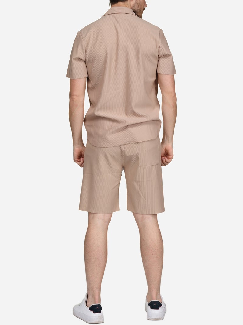 Conjunto de camisa y pantalón corto con textura - Frilivin Beige - Kiabi
