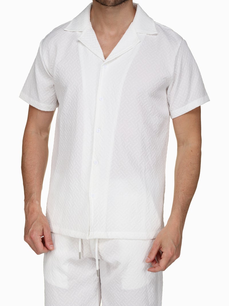 Conjunto de camisa y pantalón corto con textura - Frilivin Blanco - Kiabi