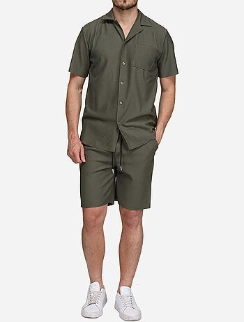 Conjunto de camisa y pantalón corto con textura - Frilivin