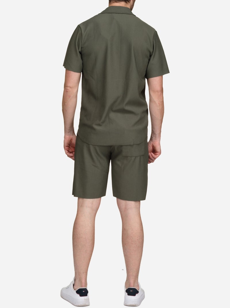 Conjunto de camisa y pantalón corto con textura - Frilivin Caqui - Kiabi