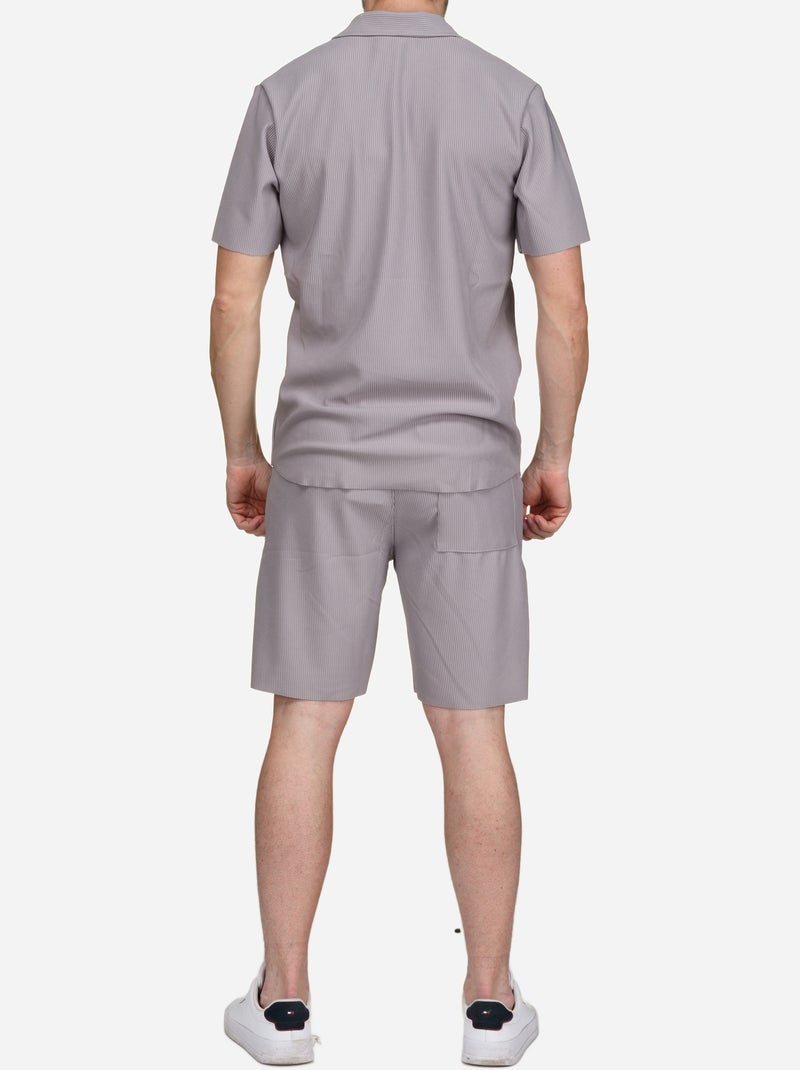 Conjunto de camisa y pantalón corto con textura - Frilivin Gris - Kiabi