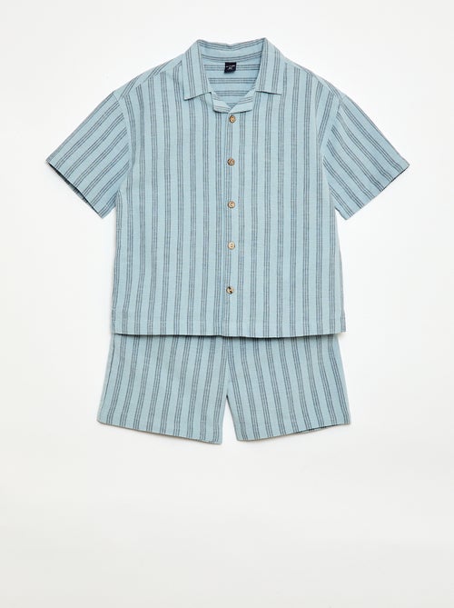 Conjunto de camisa y Pantalón corto de rayas - Kiabi