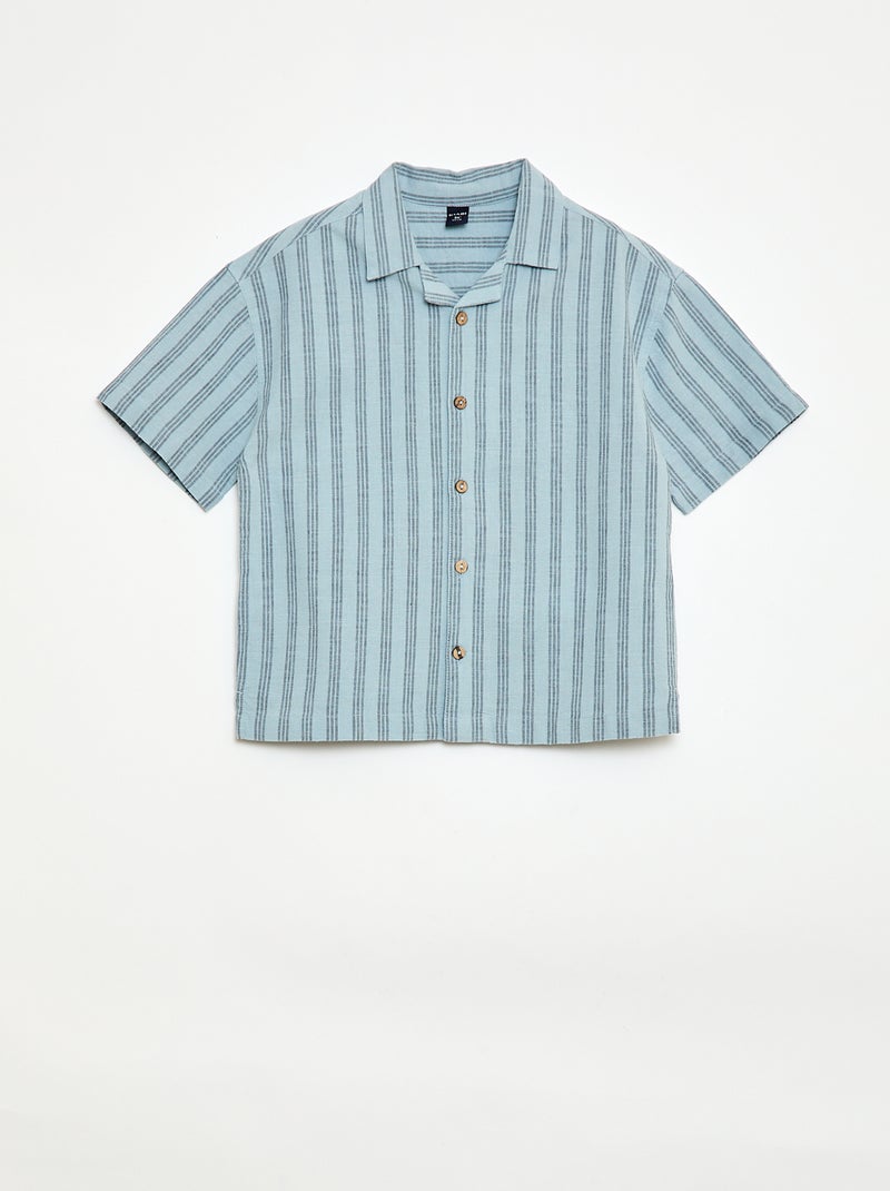 Conjunto de camisa y Pantalón corto de rayas Azul - Kiabi