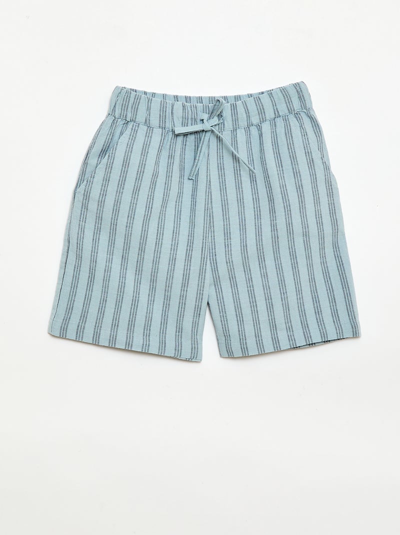 Conjunto de camisa y Pantalón corto de rayas Azul - Kiabi