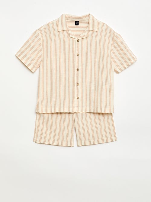 Conjunto de camisa y Pantalón corto de rayas - Kiabi