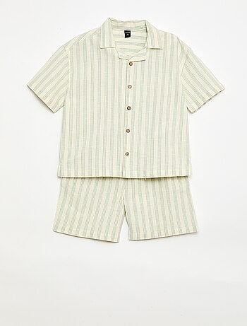 Conjunto de camisa y Pantalón corto de rayas