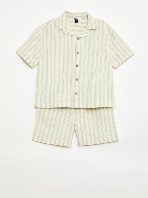 Conjunto de camisa y Pantalón corto de rayas - Kiabi
