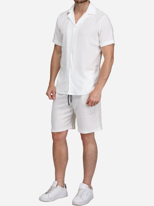 Conjunto de camisa y pantalón corto liso con estampado - Frilivin - Kiabi Conjunto de camisa y pantalón corto liso con estampado - Frilivin - Kiabi
