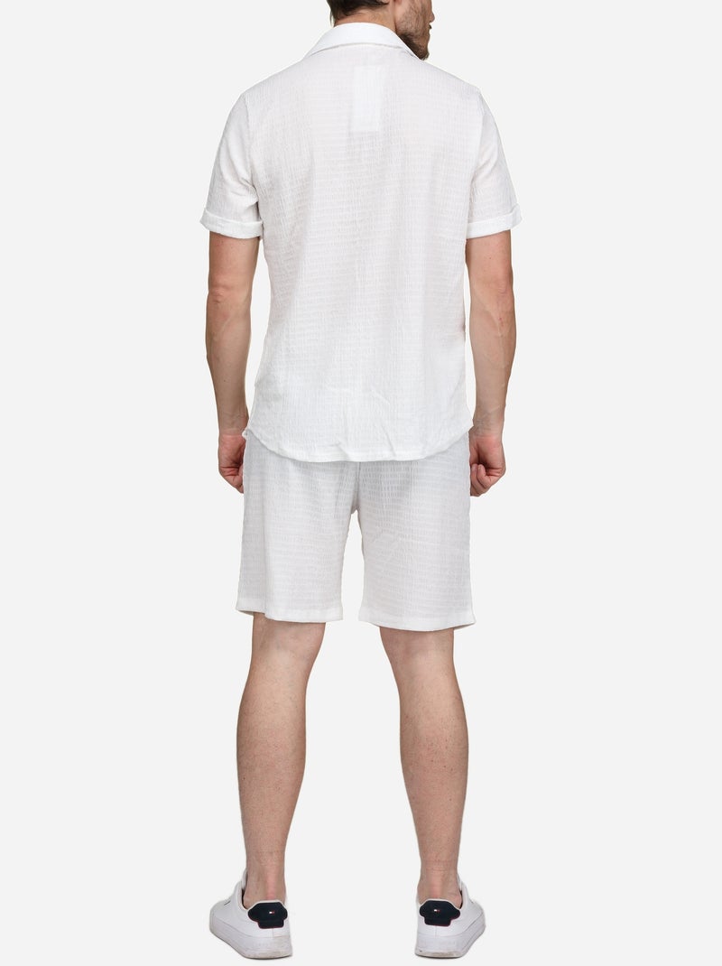 Conjunto de camisa y pantalón corto liso con estampado - Frilivin Blanco - Kiabi