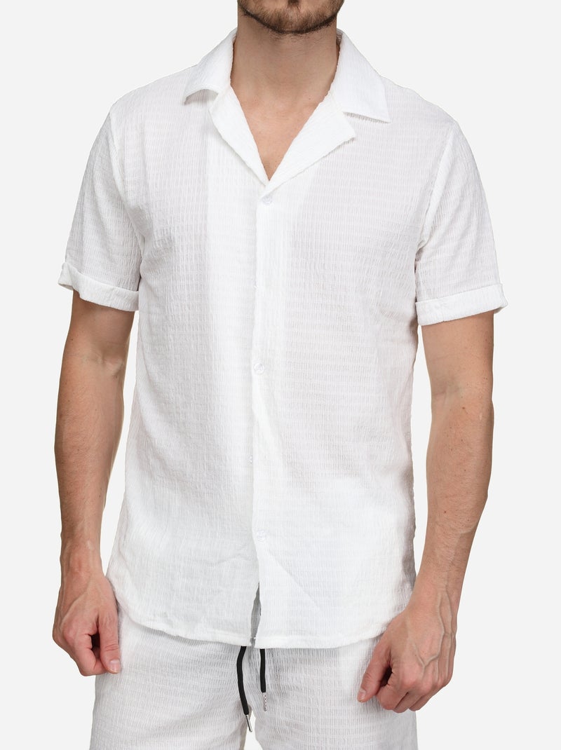 Conjunto de camisa y pantalón corto liso con estampado - Frilivin Blanco - Kiabi