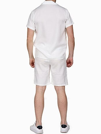Conjunto de camisa y pantalón corto liso con textura - Frilivin