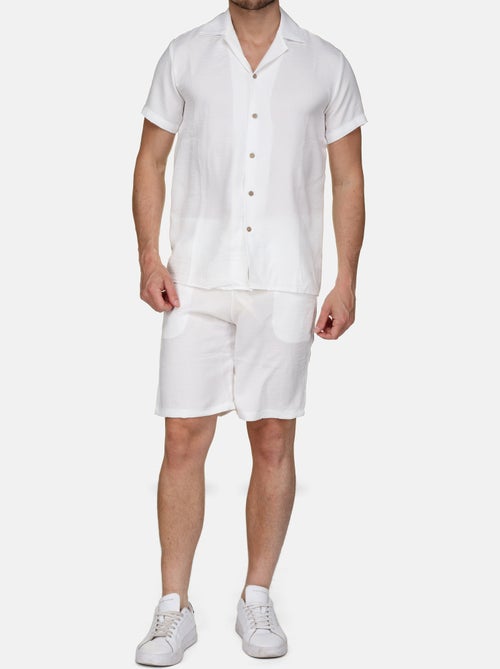Conjunto de camisa y pantalón corto liso con textura - Frilivin - Kiabi Conjunto de camisa y pantalón corto liso con textura - Frilivin - Kiabi