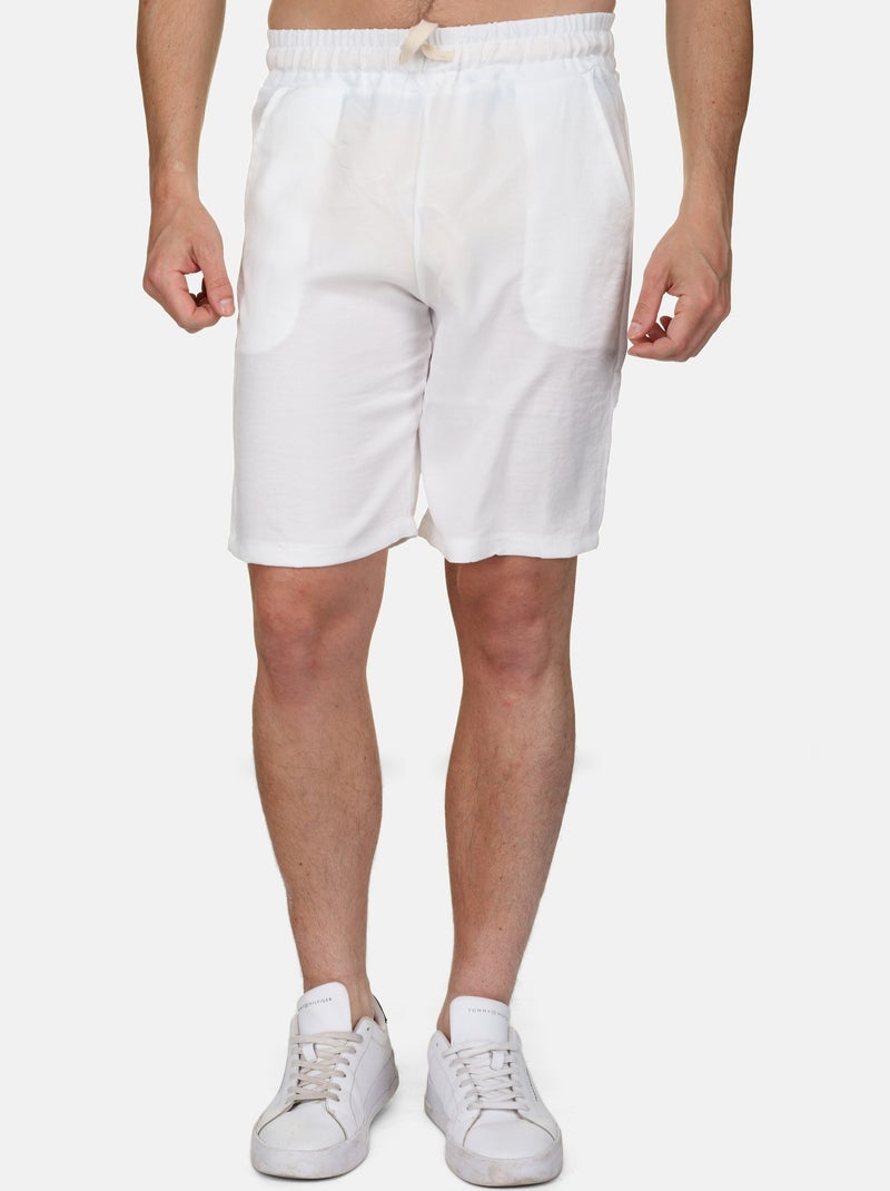 Conjunto de camisa y pantalón corto liso con textura - Frilivin Blanco - Kiabi